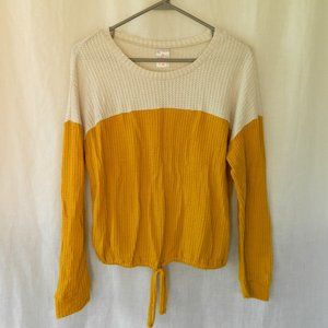 NOBO Waffle Knit Sweater Drawstring Waist Size M 7-9 Long Sleeve